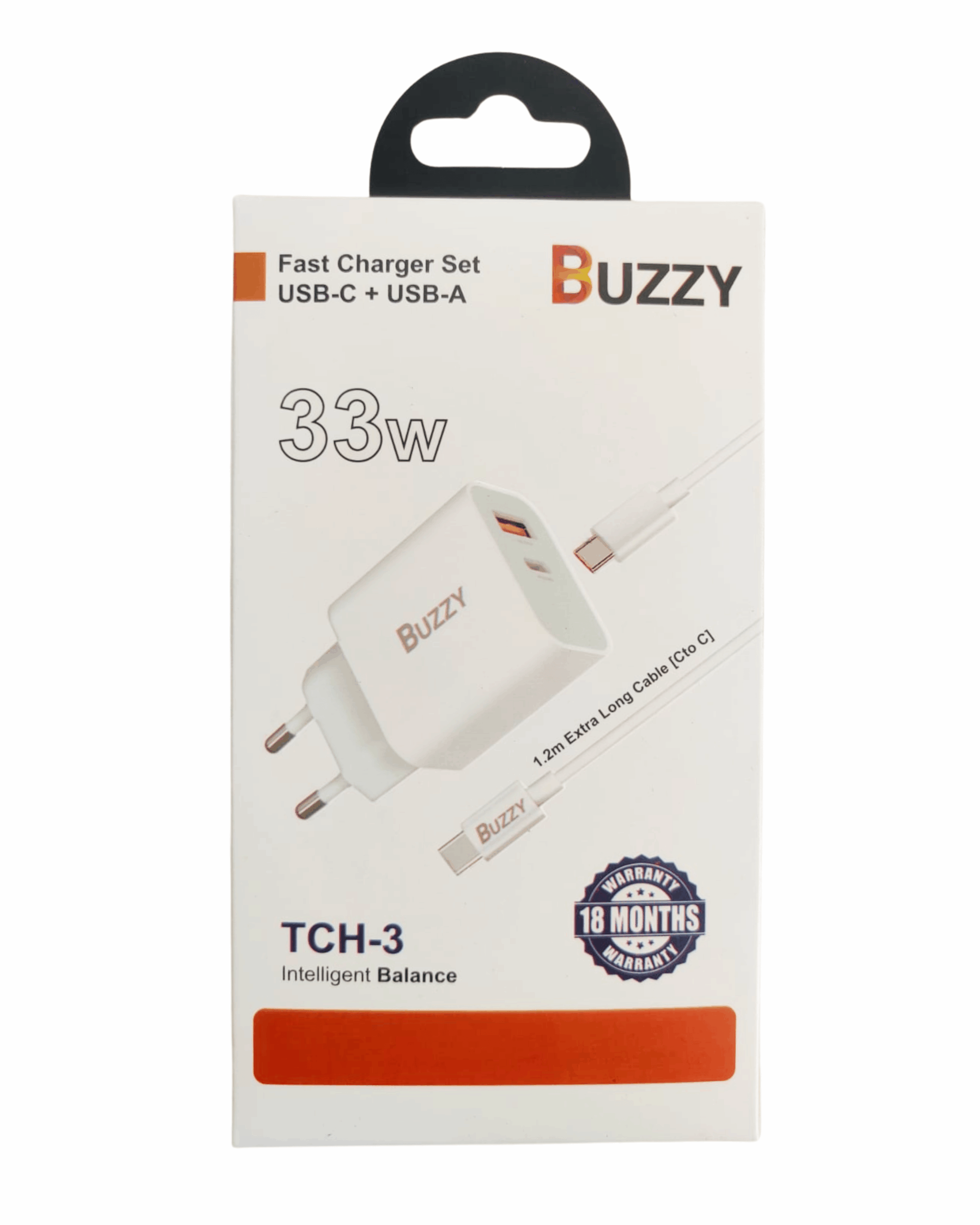 BUZZY 33W Dual Port Charger Set With Extra Long C to C cable - Image 2